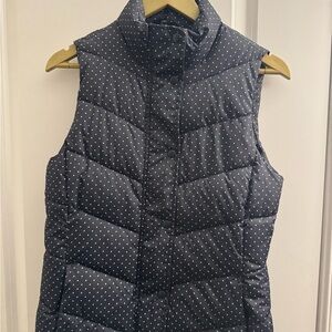 GAP Navy and White Polka Dot Quilted Vest